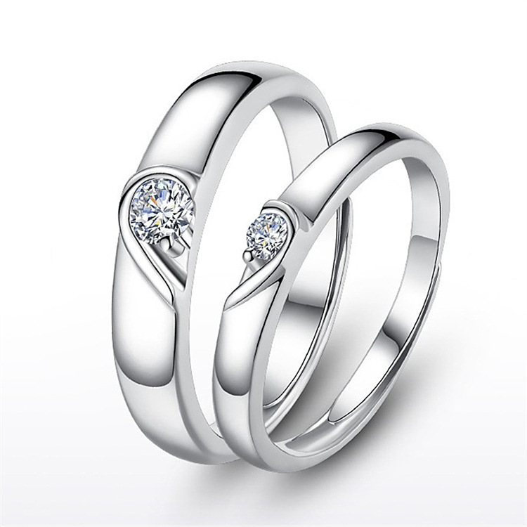 Couple Rings Silver Plated Adjustable Rings For Men And Women_voghion.com
