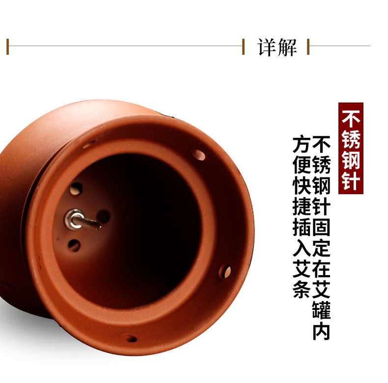 Purple Clay Moxibustion Jar Double Layer Heat Insulated Ceramic Gua Sha Cup Portable Warming Tool in use