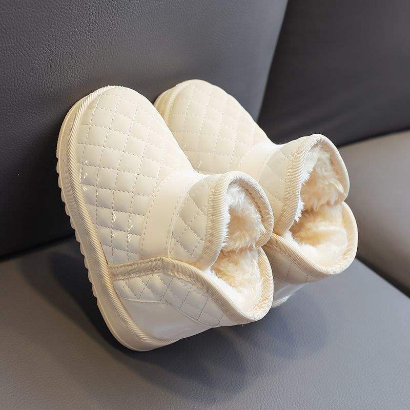 2025 New Autumn and Winter Kidsren's Leather Waterproof Snow Boots Plus Cotton Thickeneded Cotton Boots for Boys and Girls Short Boots Baby Cotton Shoes