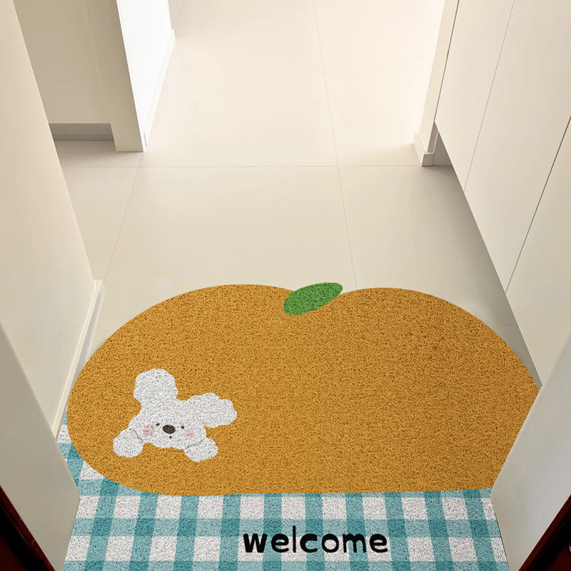 卡通入户门地垫多巴胺格子玄关大门口通用丝圈脚垫子蹭土防滑垫|undefined