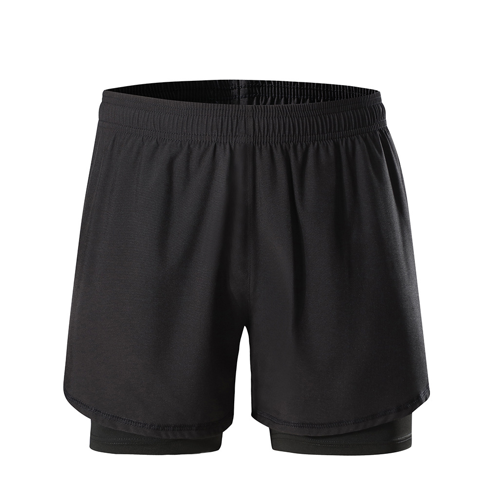 Pantalones cortos deportivos de secado rápido de verano bolsillo trasero de doble capa para hombres pantalones sueltos de talla grande para correr pantalones de entrenamiento de fitness tejidos