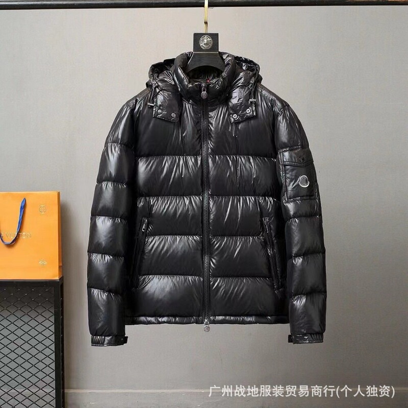 Cross-Border High-End Foreign Trade m Black Classic down Jacket with White Duck Down, Comfortable, Warm, and Cold-Resistant Hooded Coat