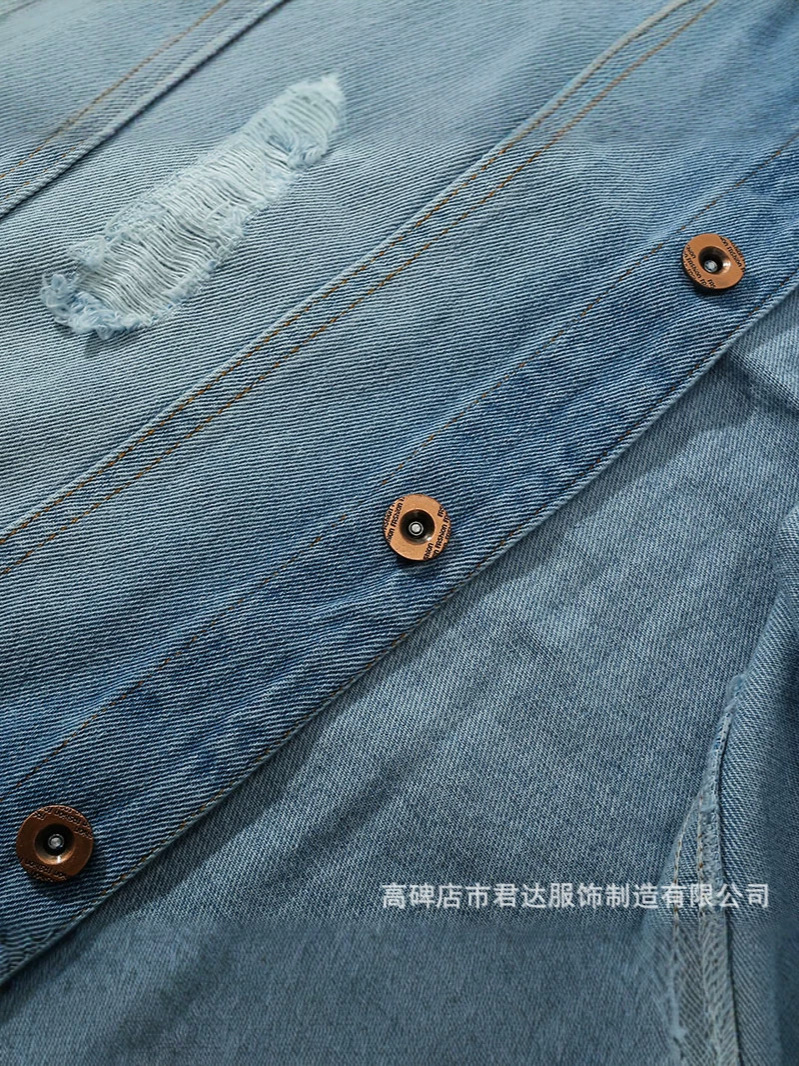 Chaleco de Mezclilla Desgastado para Hombre de Algodón, Solapa, para Primavera y Otoño image 4