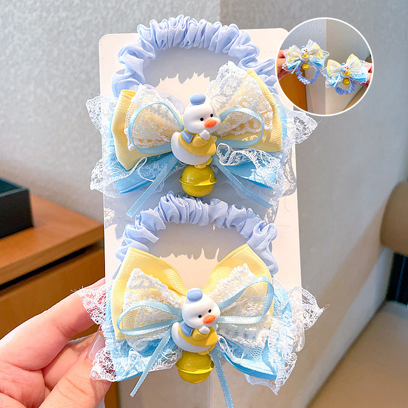 グラデーションレインボーリボンかわいいユニコーン少女立体クリップロリータリトルイエローアヒルベル子供用トップクリップ|undefined