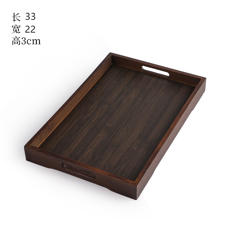 bandeja de té japonesa de bambú simple bandeja de color nuez almacenar bandeja de madera rectangular almacenamiento joyas antiguas
