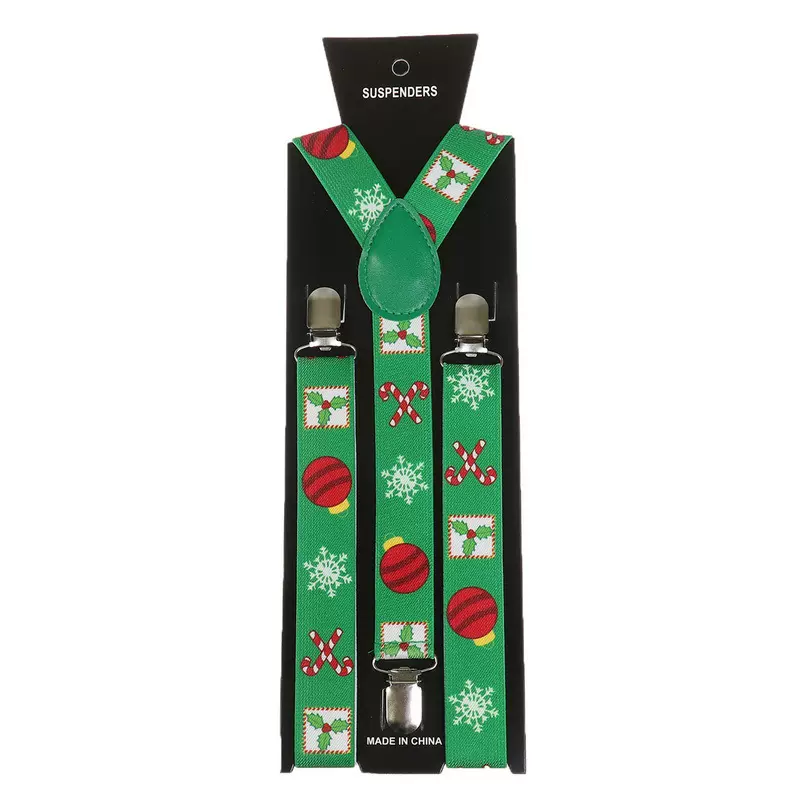松紧背带男女表演背带夹圣诞时尚元素提花吊裤带成人背带批发2.5