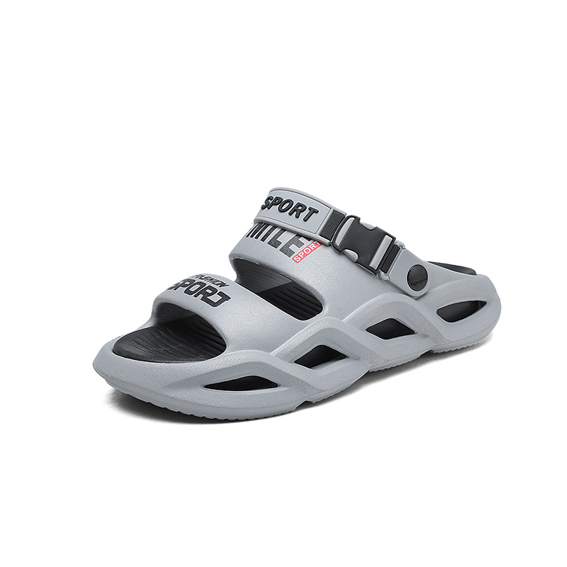 Zapatillas de hombre uso exterior de verano antideslizante suela gruesa sensación de pisando mierda chanclas deportes de playa conducción sandalias de playa de doble uso