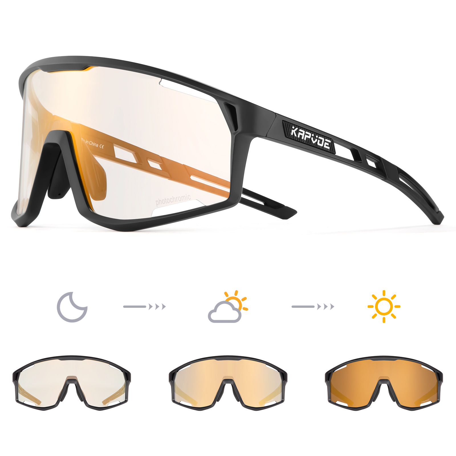 Gafas de Ciclismo Fotocromáticas de TR90, Fotocromático, Proteccion contra Viento y Arena, para Ciclismo de Montaña