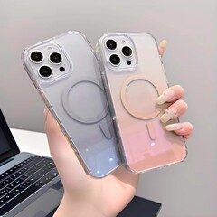 适用iPhone17promax手机壳高级感炫彩渐变透明磁吸苹果16防摔护套