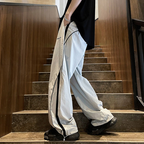 Men's Summer Thin American-style High-Street Edgy & Functional Cargo Pants – Quick-Dry, Loose-Fit, Straight-Leg, Casual Wide-Leg Long Trousers