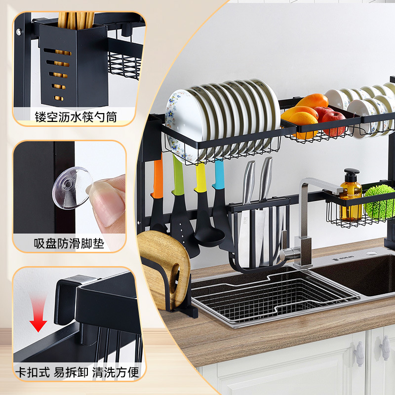 Fabricante directo para la cocina Tazón de almacenamiento de platos de acero inoxidable fregadero cubierta tablero de corte rack de almacenamiento multifuncional