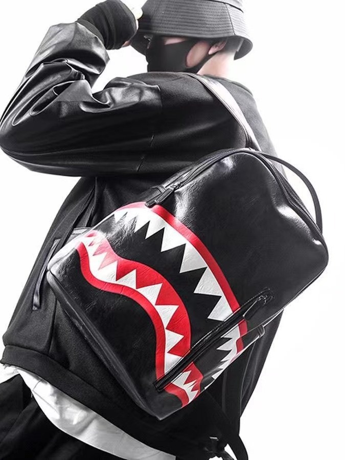 New Shark Backpack Men's and Women's Student Schoolbag Fashion Large Capacity Leisure Travel Fashion Handsome Backpack Fashion Brand