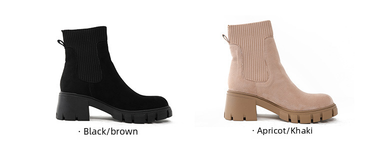 Jesenski in zimski novi nogavični škornji, tujetrni škornji, ženski škornji iz leta 2024 z debelo peto in debelim dnom, ženski gležnjarji velike velikosti za ženske_voghion.com