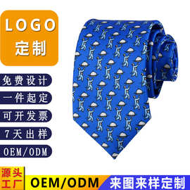 领带定制logo小批量印花图案仿丝涤纶热转印标记订制领带定做工厂