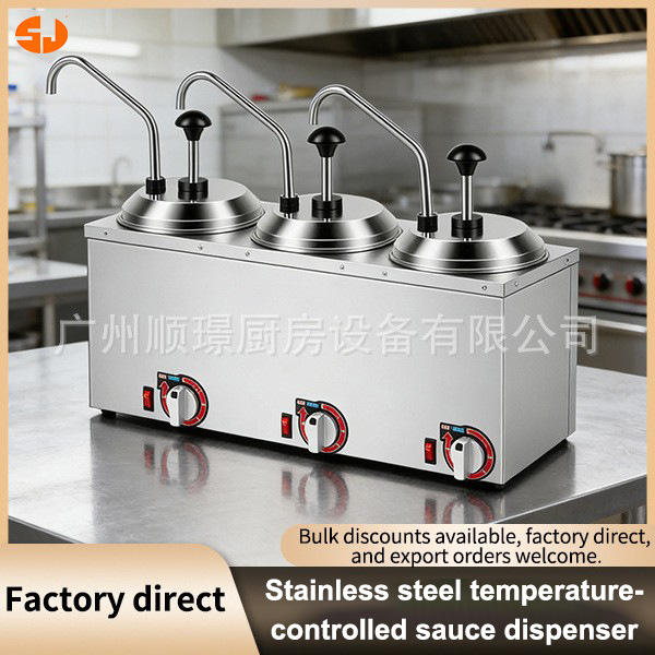Dispensador de salsa de temperatura constante de acero inoxidable con bomba de cabeza múltiple con cubierta dividida en grille transfronteriza para dispensador de condimentos de cabeza múltiple de temperatura constante