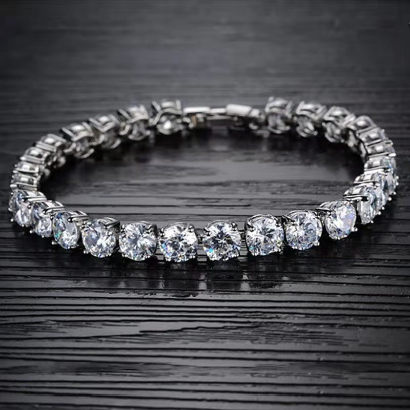 Internet Live Hot Sale Fire Color Full Diamond 3A Zircon Bracelet For Women Moissanite Men's Celebrity Same_voghion.com