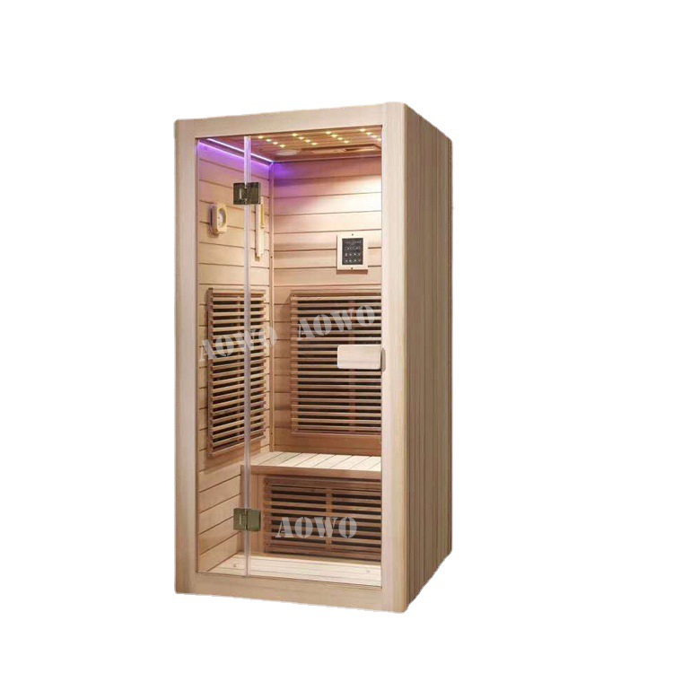 Hierro abeto infrarrojo lejano onda de luz habitación familia mini sauna cabina interior de madera pequeña sala de vapor