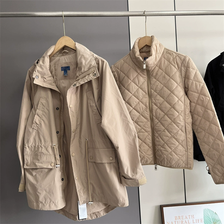 Осенняя демисезонная подкладка с капюшоном, комплект, тренч, slim fit, шнурок