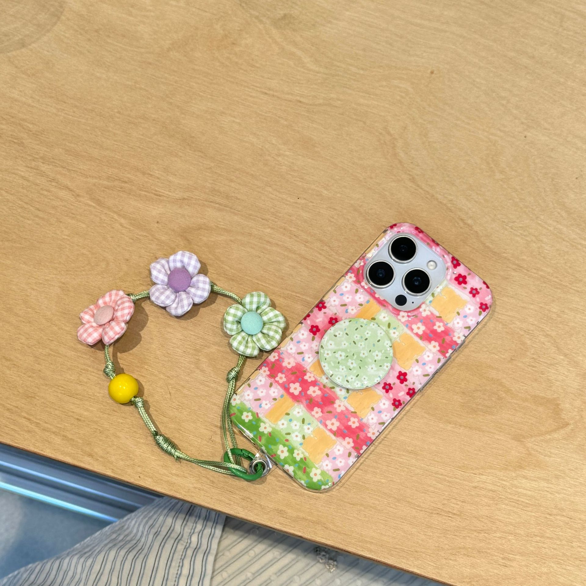 Pintura al óleo coreana empalme floral para Apple 15ProMax funda para teléfono móvil 16Pro cordón 14/13 Pareja 16PM