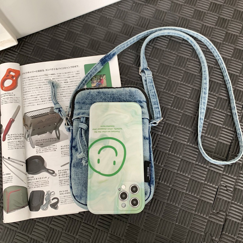 2024 nuevo bolso de mensajero ligero de un solo hombro bolso pequeño portátil de mezclilla tendencia de moda mini bolso de hombro para teléfono móvil