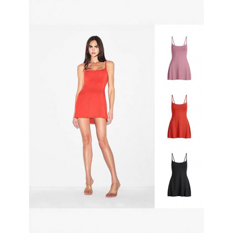 Skims Smooth Layers Scoop Neck Mini Dress Suspender Square Neck Dress Short Skirt