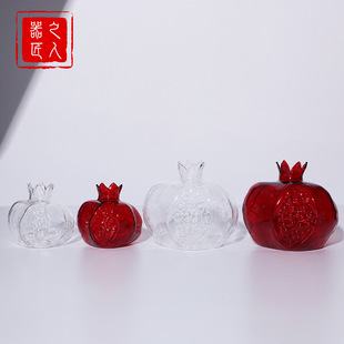 Factory Supply Creative Simple Pomegranate Vase Flower Arrange Transparent Glass Dried Flower Vase Pomegranate Glass Vase