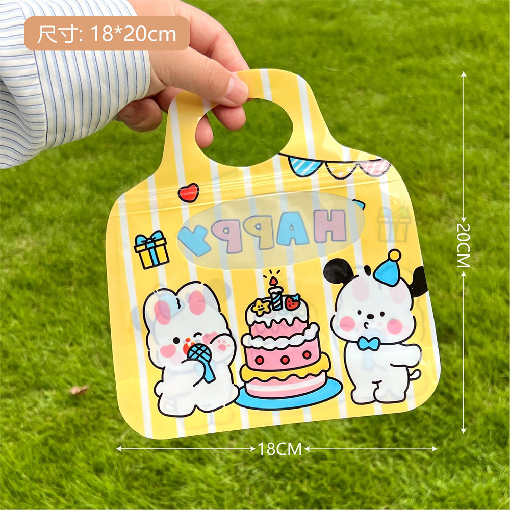 Original lindo snack ziplock bolsa sellada bolsa de dibujos animados oso galleta máscara de caramelo bolsa de almacenamiento de tamaño pequeño