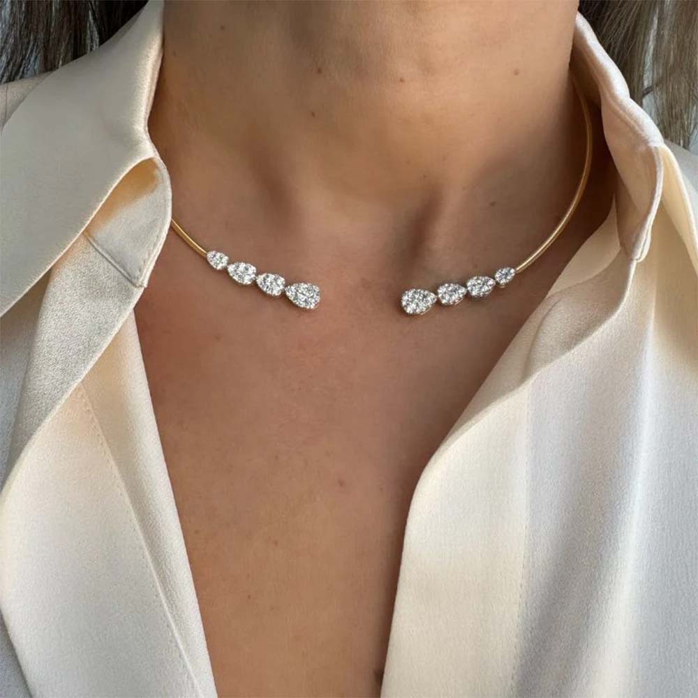 新款欧美开口项圈女高级感水钻项圈百搭气质项饰 necklace