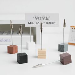 木製メモ立て、スタンド式ラベルホルダー、レトロなデスクトップデコレーション、DIYカードベースホルダー、ディスプレイスタンド