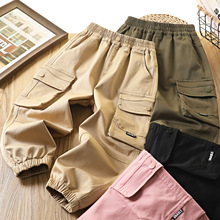 L-19-2801大童弹力韩国猫眼面料工装裤A类男童长裤儿童2025秋新款