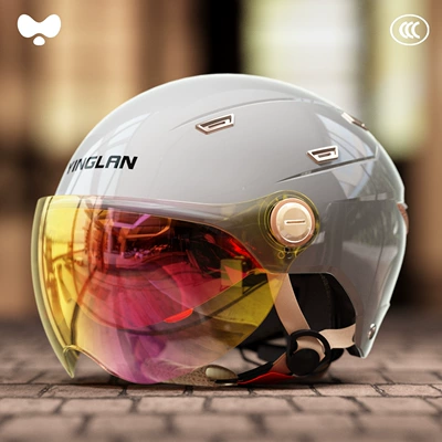 Motosiklet kaskı (dəbilqə) 3C Certification, Retro Style, Suitable - 3c-starry-sky-gray-colorful-short-lens-new-national-standard-class-a-one-size-fits-all