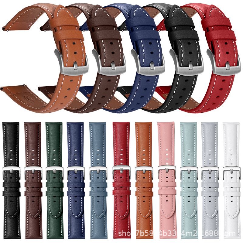 Suitable for Watch Huawei Gt4/3/2 Genuine Leather Smart Watch Strap Samsung S1/Apple Watch Strap Pin Buckle Wholesale