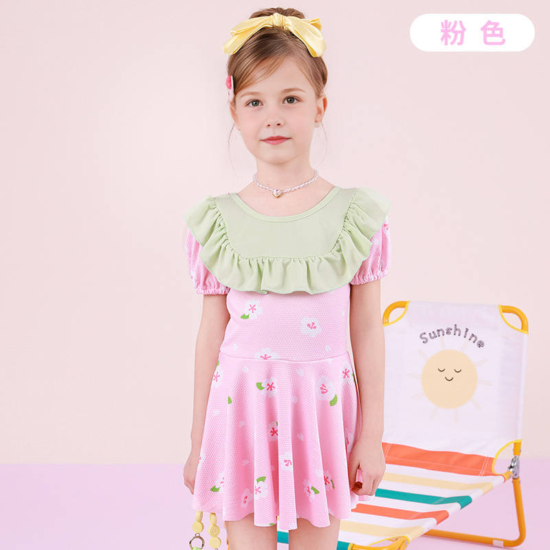 Traje de baño de natación para niños de verano para niñas, niños pequeños y medianos divididos en una pieza, linda princesa dividida, traje de baño para niñas al por mayor