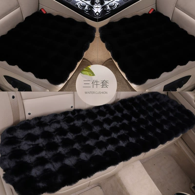 Internet Celebrity Plush Seat Cushion Three-Piece Set New Bubble Velvet Car Seat Cushion Thickeneded and Warm Autumn and Winter Universal Car Seat Cushion (Wool pad) - bubble-velvet-single-pad-bubble-velvet-black