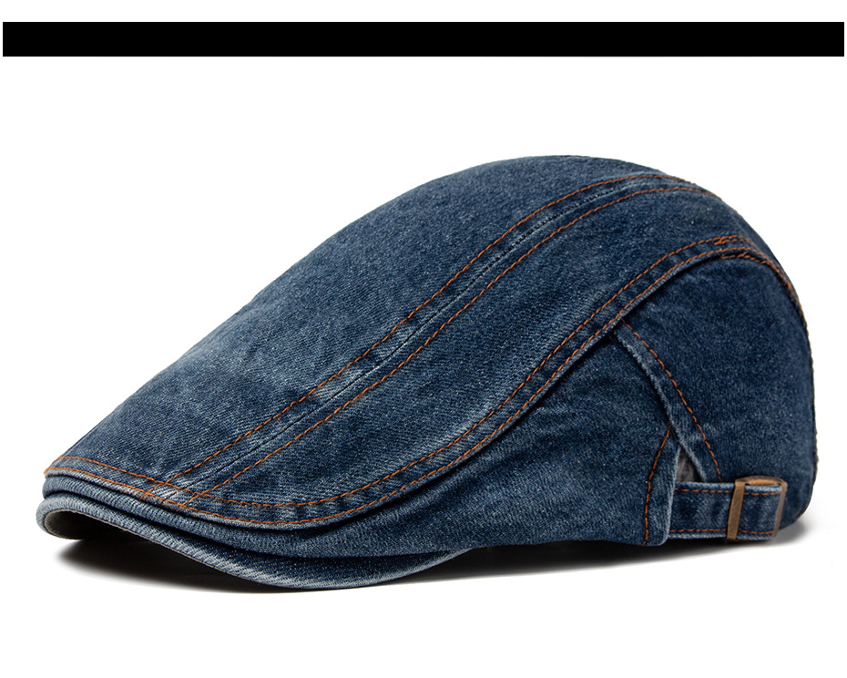 Berretto in denim lavato da uomo primaverile e autunnale, cappello a becco d'anatra in puro cotone con protezione solare, cappello femminile in stile britannico_voghion.com