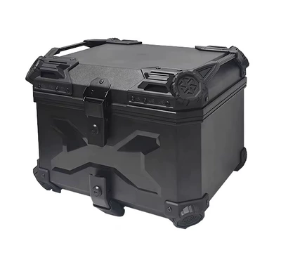45Lx Embossed Abs Plastic Tail Box Double Lock Quick Release Motorcycle Aluminum Alloy Tail Box Tool Box Wholesale Trunk (Motorcycle trunk) - black