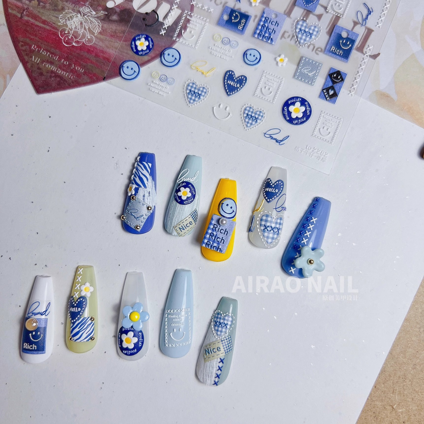 Denim nail stickers