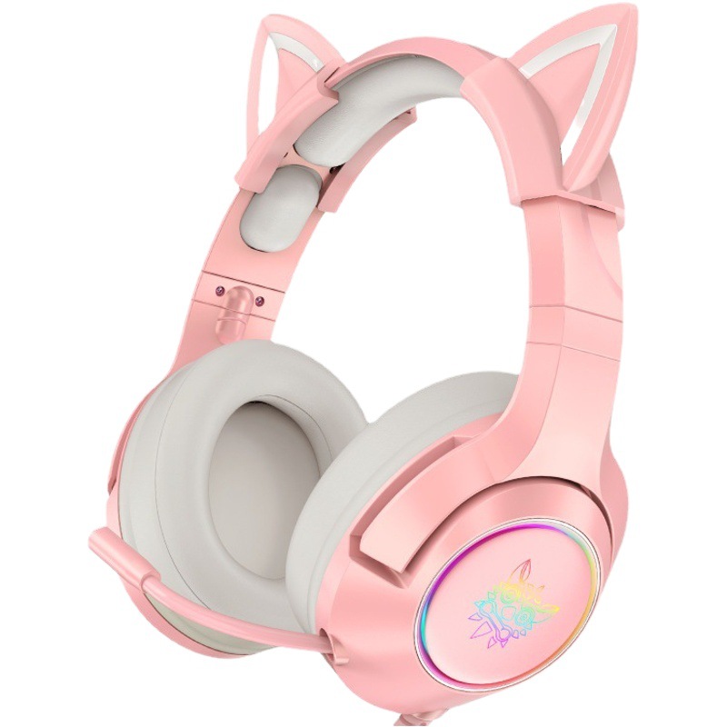 Cross-border Explosions ONIKUMA K9 Internet Celebrity Cat Ear Girl Headset Headset Eating Chicken Wired E-sports Game Headset