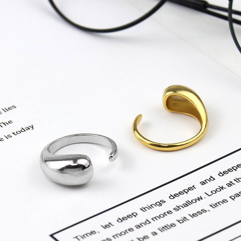 Fashion Drop-shaped Ring Simple Smooth Opening Adjustable Ring Index Finger Copper Ring display picture 10