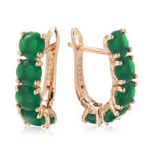 独特设计全绿天然锆石女式吊坠耳环 玫瑰金复古新娘复古珠宝批发