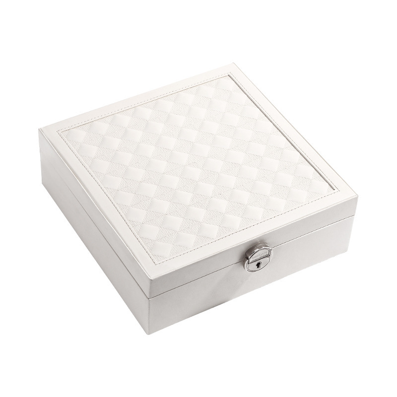 Caja de joyería de lujo ligera, caja de almacenamiento grande de PU, caja de joyería de alta gama con bordado, tipo cajón, para guardar pendientes y joyas.