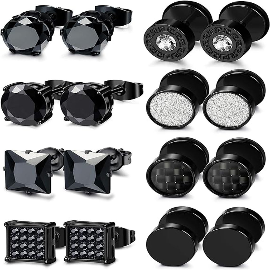 Black earrings stainless steel
