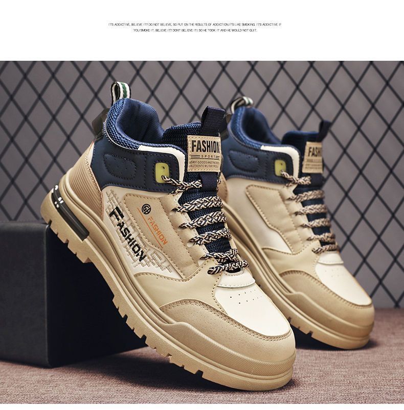 Men's High Top Running Shoes Thick Sole Height Increasing Sneakers_voghion.com