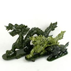 天然南玉青玉石龍置物 龍 大型 中型 小型 金龍 風水 家庭装飾 青白玉