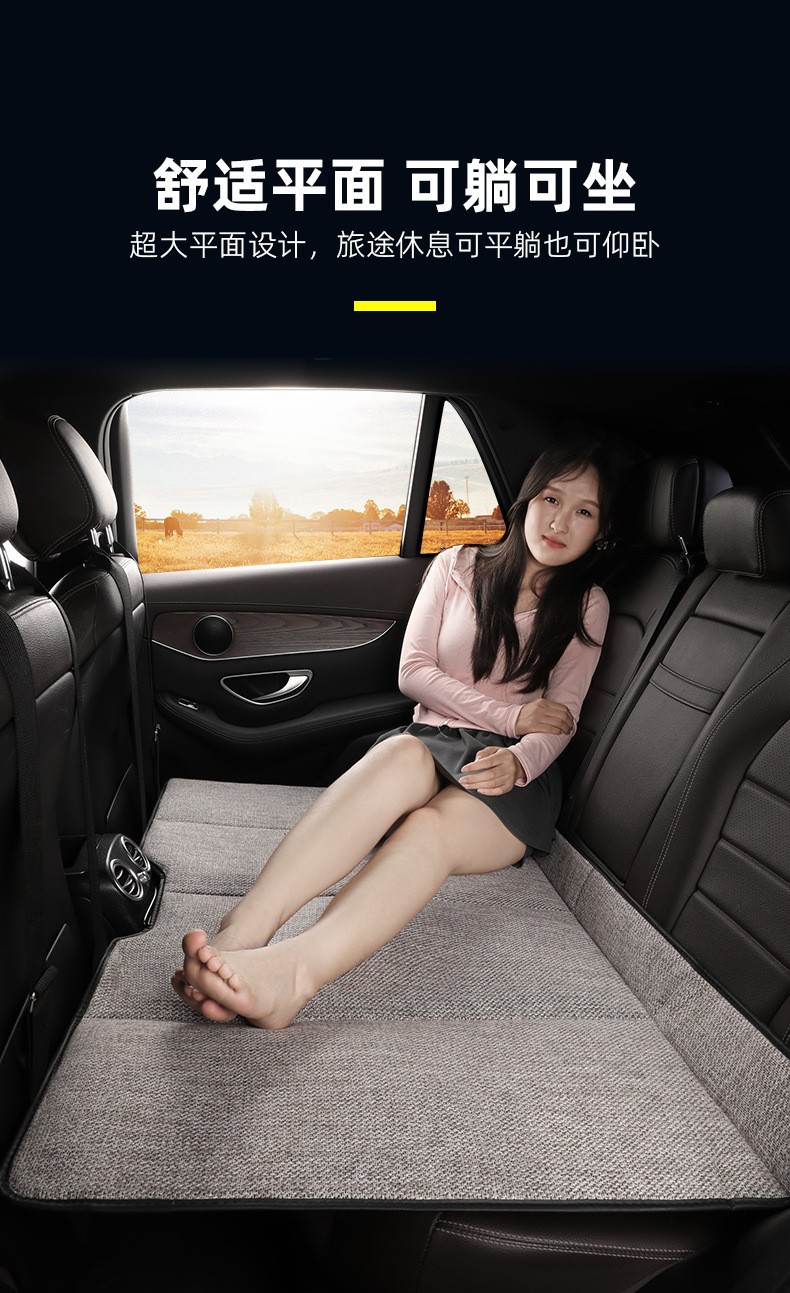 Car Folding Bed Portable Rear Seat Sleeping Pad Cotton Linen Flax Car Suv Travel Bed Non-Inflatable Folding Bed