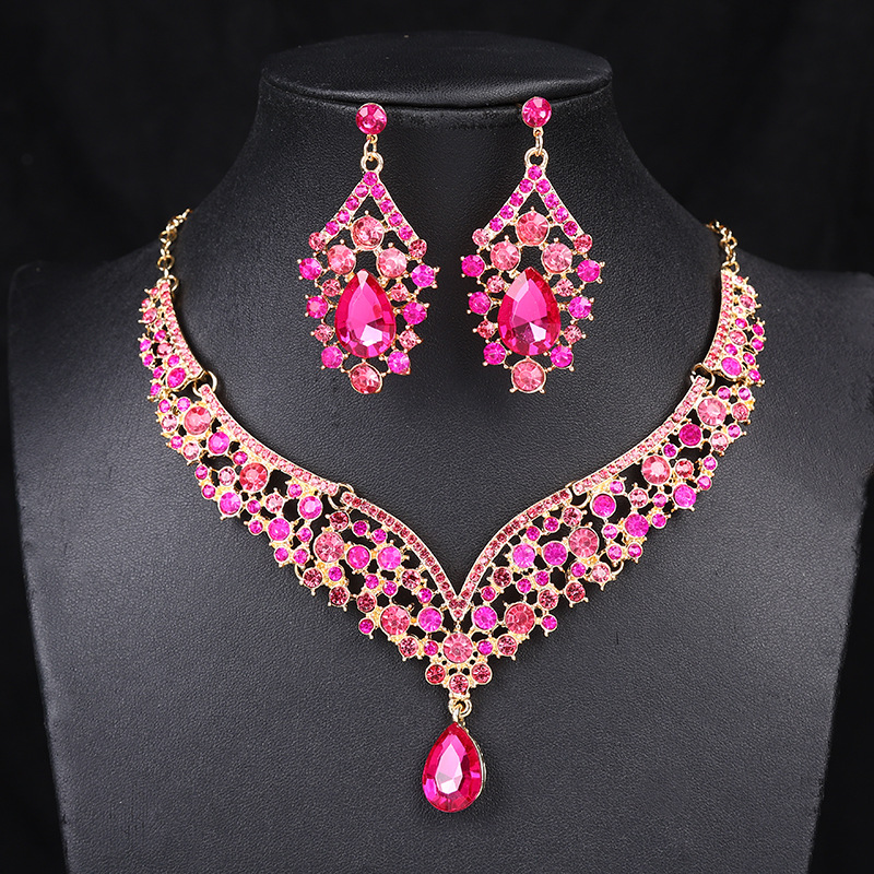 Vintage nakit od rhinestonea, pretjerana ogrlica, set luksuznog nakita, pribor za banketnu haljinu_voghion.com