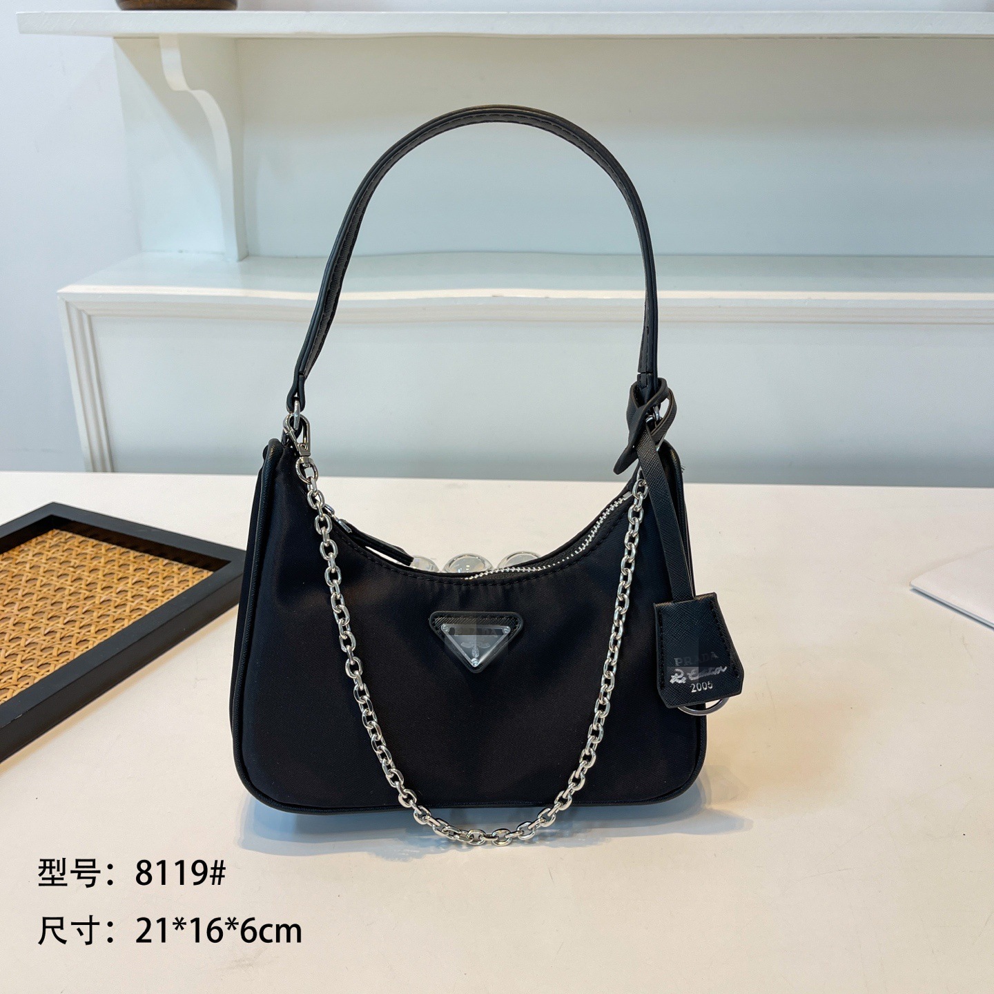 欧美大牌新款女包三角标尼龙手提小包休闲时尚腋下包牛津布百搭女