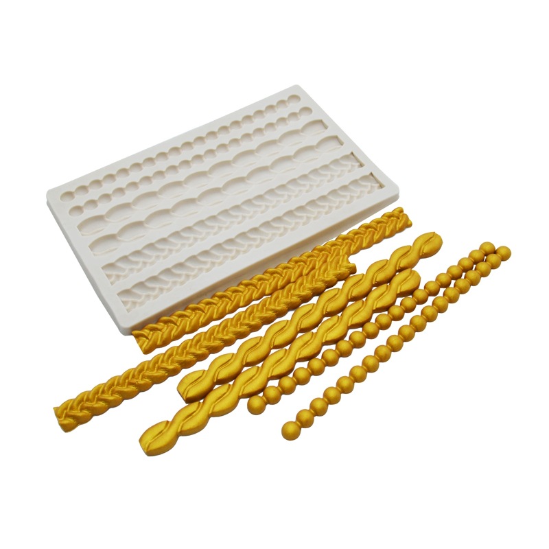 Molde de fondant de silicona Patrón de tejido de perlas Molde de pastel Decoración de borde de pastel Molde de ritmo seco Molde epoxi