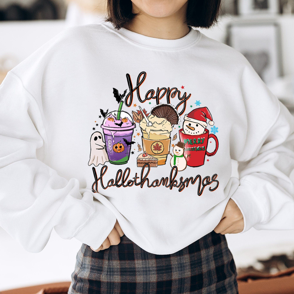 Happy Hallothanksmas Sweatshirt Women Christmas Sweatshirts