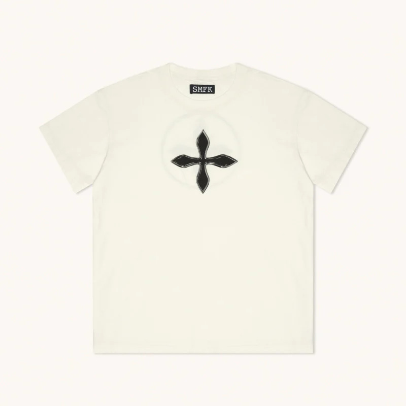 秋の新作 SMFK ドリームクロスフラワーレトロラウンドネックワイドTシャツ3色オプション半袖ルーズTシャツ女性用|undefined